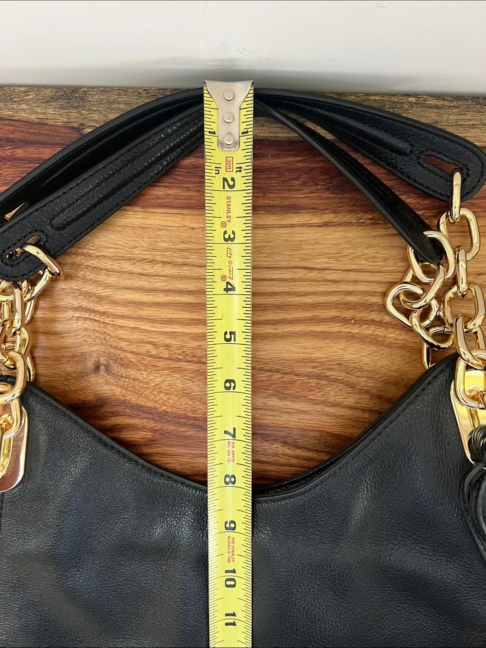 Michael Kors Fulton Large black pebbled-leather hobo bag with gold-tone chain